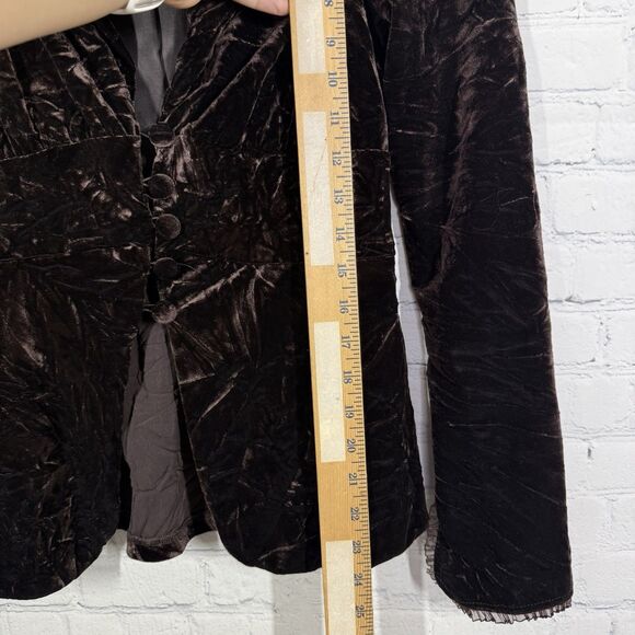 Vintage Y2K Brown Blazer Women Medium Waist Fit Velvet Whimsigoth Coquette Jacke - Picture 8 of 8